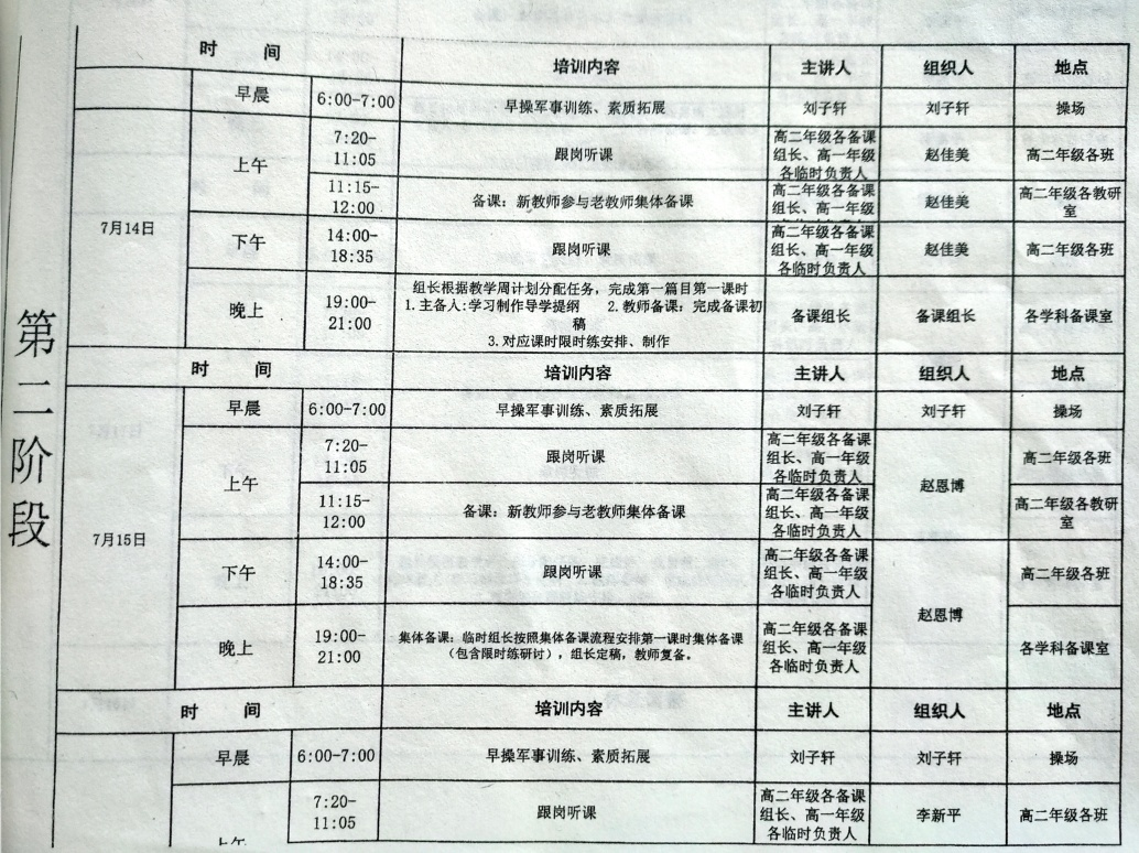 中恒高级中学2021级新教师暑假假期培训活动